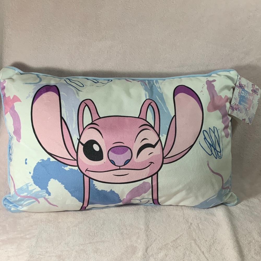 Disney x Primark ANGEL Pink and Blue Cartoon Character Cushion Pillow